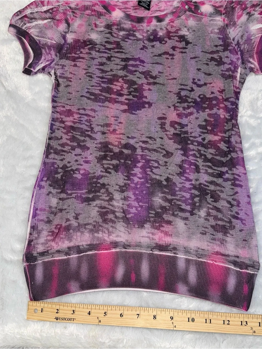 Eyeshadow Y2K Pink and Purple Short Sleeve Knit Top
